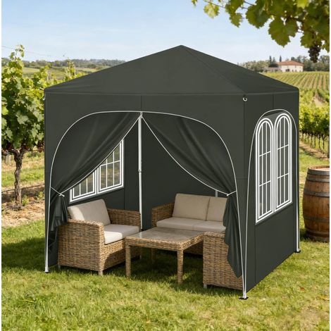 Pavillon Faltpavillon klappbar 2x2 m grau HAVRYA (1/4)