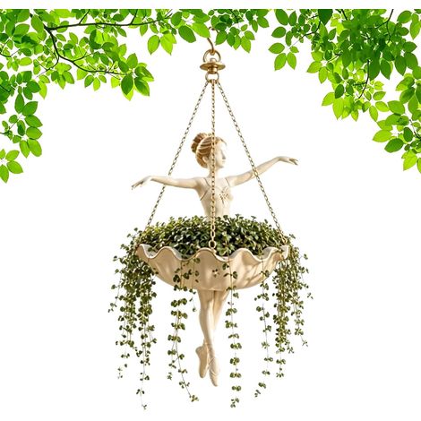Pot Fleur Suspendu Danseuse Ballet, Jardin, Balcon, Déco, Résine, Plante, Fleurs, Suspendu, Mural, Cadeau (1/5)