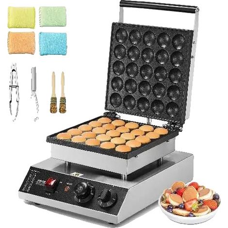 Gaufrier, 500W de puissance, 110V de tension, en acier inoxydable antiadhésif, diamètre de 43 mm, contrôle de la température (1/5)