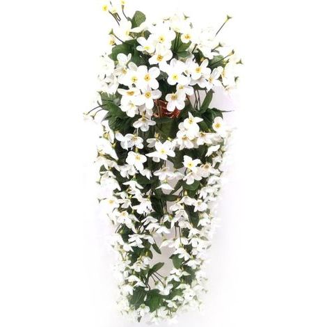 Künstliche Blumen – 4 Blütenblätter – Dekorativer Hängeschmuck – Für eine Hochzeit oder zur Dekoration eines Hauses, Weiß, 80 cm (1/3)