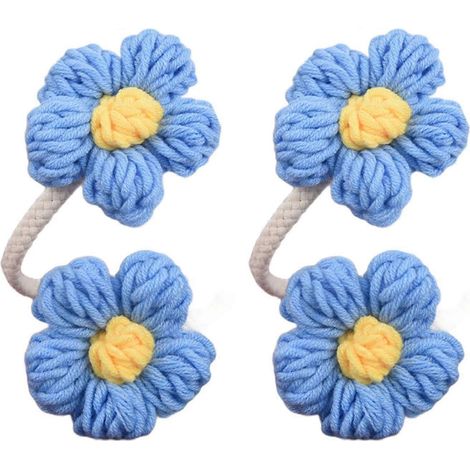 Attaches pour rideaux décoratives ECVGHD boucles de maintien à motifs floraux bleu ciel décoration intérieure (1/5)