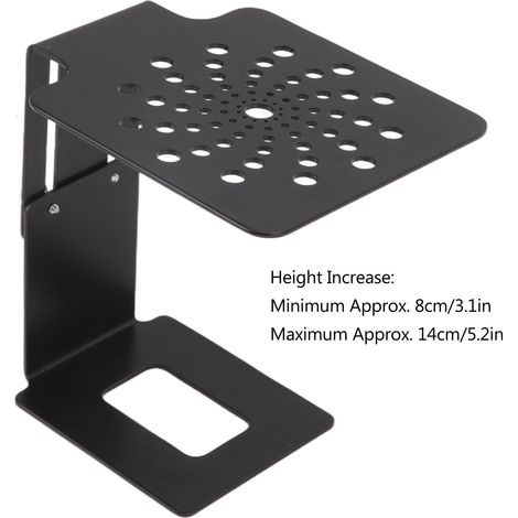 Ortviai Support pour machine à café en acier inoxydable réglable en hauteur (8–14 cm), design anti-fuite, noir (1/4)