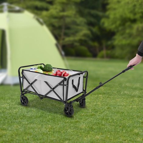 Bollerwagen Faltbar Klein Bollerwagen für Garten Faltbarer Strand Handwagen 90KG Klappbarer Handwagen mit Verstellbarem Griff für Alle Gelände, Draussen Einkaufen (1/5)