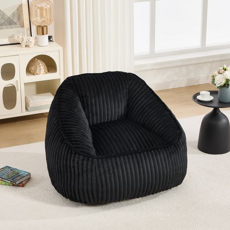 Fauteuil pouf avec rembourrage en mousse à mémoire de forme, peluche à rayures bulles, moelleux, confortable, canapé confortable pour salon, appartements et dortoirs (1/5)