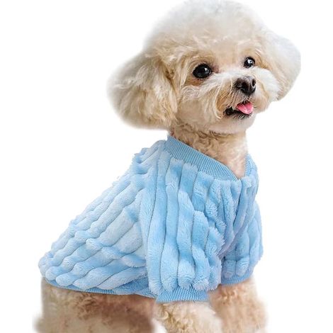 Pull en molleton doux et chaud pour chiot (bleu, poitrine 53 cm)
