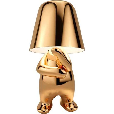 Lampe de chevet dorée Thinker, lampe de table sans fil portable, veilleuse décorative dorée (1/2)
