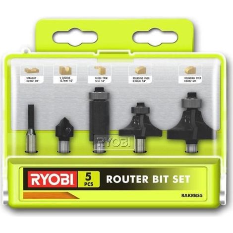 RYOBI Coffret 5 fraises panachées queue de diamètre 6mm RAKRBS5