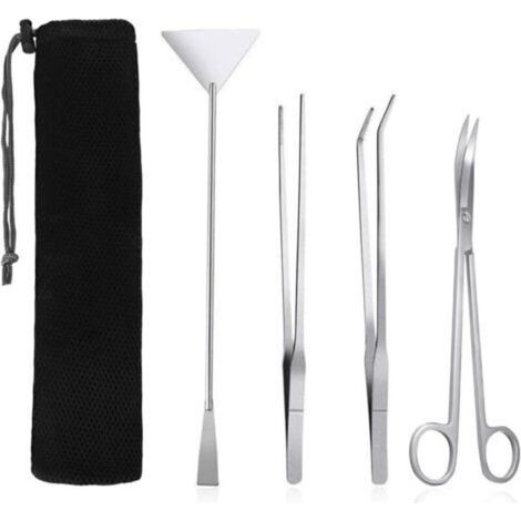 Aquarium-Werkzeugset, 4-in-1-Aquarium-Reinigungsset, Edelstahl-Scherenspatel, Wasserpflanzen-Schneider-Set, Zange von d-Crezuo