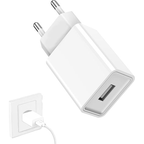 Chargeur 5V 2A, 1 Pack Chargeur USB Secteur Adaptateur, Prise USB C Compatible avec Lecteur eBook/Jouet/Écouteurs/LED Lights/Monitoring/Teléfonos Móviles (1/5)
