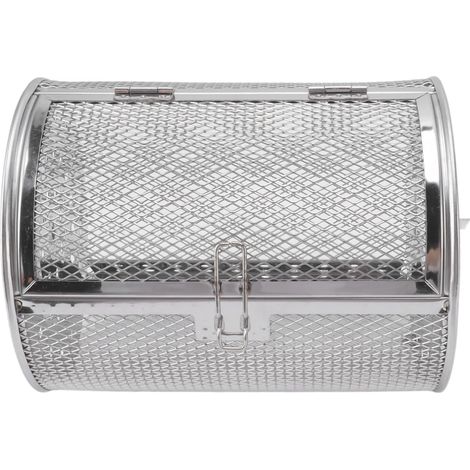 Panier à griller roulant en acier inoxydable, cage à griller ronde en acier inoxydable pour cacahuètes, noix séchées et légumes. (1/5)