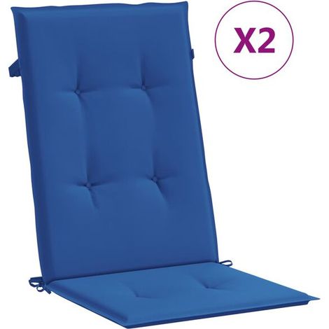 Ensemble de deux coussins pour chaise de jardin à dossier haut, bleu roi (1/5)