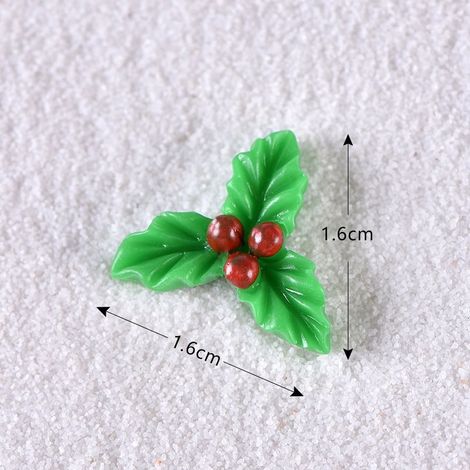 Baie De Houx Miniature - Résine - 2 x 2 x 0,5 cm - Décoration De Noël DIY - Pour Arbres Miniatures Et Couronnes - Lot De 20 Pièces (1/4)