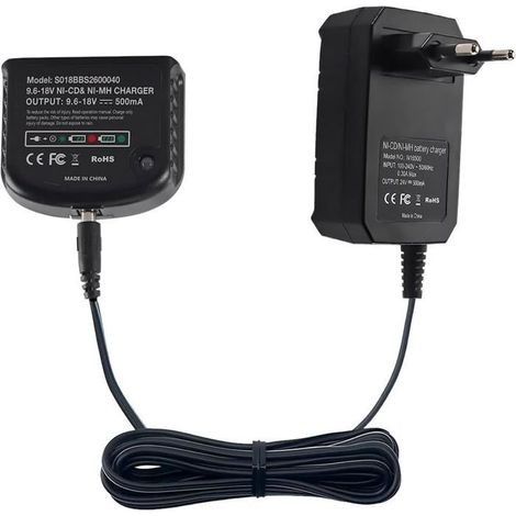 Chargeur de Rechange 90556254-01 Compatible avec Black & Decker 9,6 V 12 V 14,4 V 18 V Nicad Nimh Batterie HPB18-OPE HPB18 HPB14