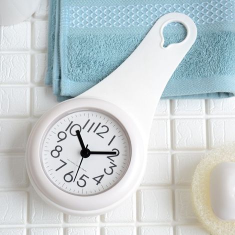 Petite horloge numérique pour salle de bain - Décoration murale pour salle de bain, cuisine et chambre (blanche) (1/4)
