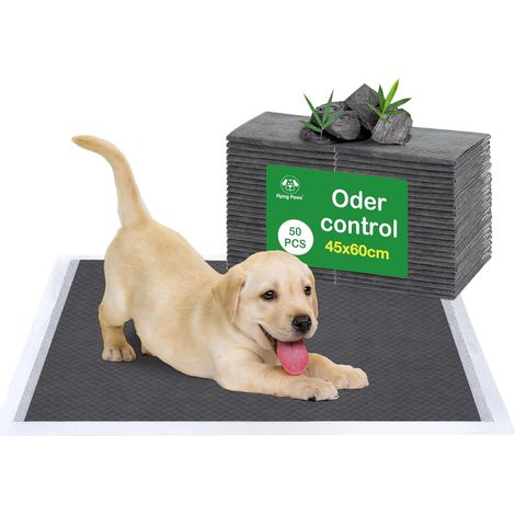 Lot de 50 Tapis Dressage Chiens Moyens, Ultra absorbants, Anti-odeurs Charbon, Protection sols, pour Maison, Cage et Voyage (M 45×60cm) (1/5)