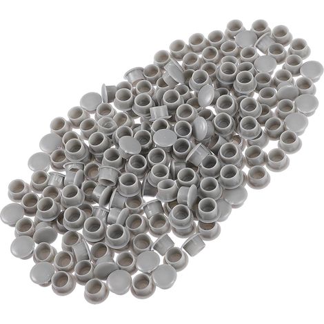 Bouchons de trous vis en plastique gris 10 mm, ronds et lisses (1/5)