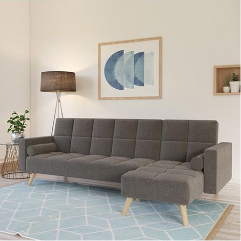 Canapé d'angle convertible droit ASGARD / GRIS/ 253x144x90 cm (1/5)
