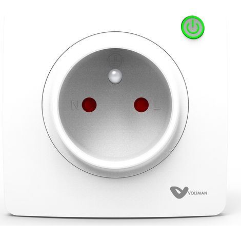 Voltman – Prise connectée encastrable 16A avec compteur Wi-Fi – Usage intérieur – Gestion consommation smartphone – Prise de courant complète