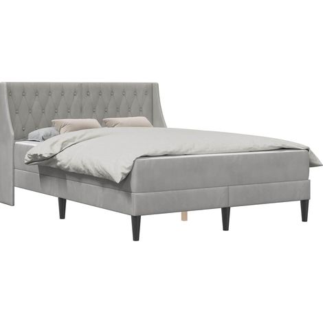 Bed Frame with Mattress Light Grey 140 x 200 cm Velvet vidaXL (1/5)