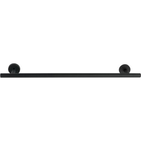 Porte-serviettes mural noir mat 60 cm – Acier inoxydable résistant à la corrosion – Fixation sans perçage – Design industriel moderne