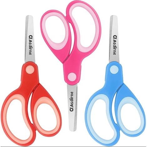 Ciseaux de sécurité pour enfants Pointe émoussée, poignée douce Acier inoxydable, 13,5 cm pour la maison et l'école,