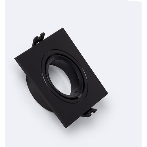 Portafaretto Downlight Quadrato Basculante per Lampadina LED GU10 / GU5.3 Foro Ø 75 mm Nero