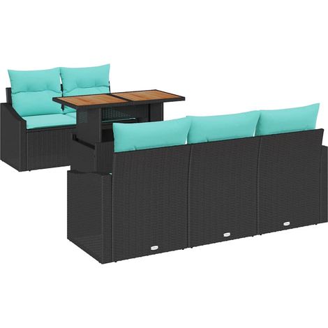 Garden Sofa Set 6 pcs 5-Seater Black and Teal vidaXL (1/5)