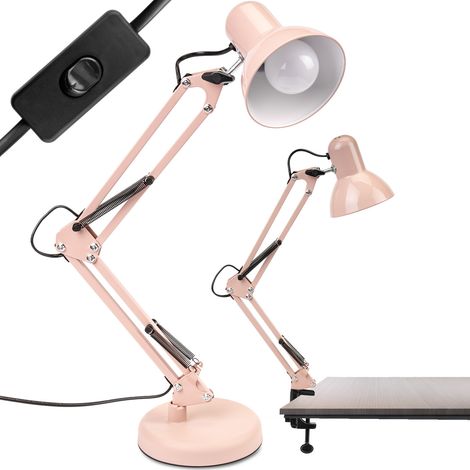 E27 TOBI Schreibtischlampe + Tischlampenhalter in Pastellrosa