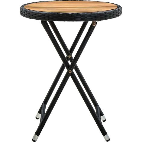Maison Exclusive - Beistelltisch Schwarz 60 cm Poly Rattan und Ma (1/5)