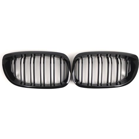 Griglia paraurti anteriore di ricambio con doppia finitura nera lucida per BMW Serie 3 E46 berlina a due porte, anni 2003-2005.