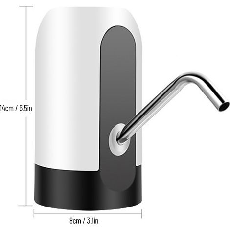 Pompe à eau électrique automatique, distributeur de gallons, bouteille universelle rechargeable sans bruit avec interrupteur et câble USB pour la maison, le bureau et l'extérieur, blanc (1/5)