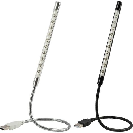 2 Pièces Lampe de Lecture LED USB, Lampe Ordinateur Portable Flexible à Col de Cygne Tactile, Veilleuse USB pour Étudiants, Bureau, Lit, Clavier PC, Lecture et Éclairage d’Appoint(Noir, Argent)