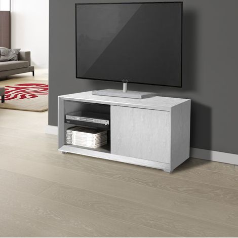 Porta Tv 1 anta e 2 vani a giorno linea Tilt in finitura bianco frassino (1/2)