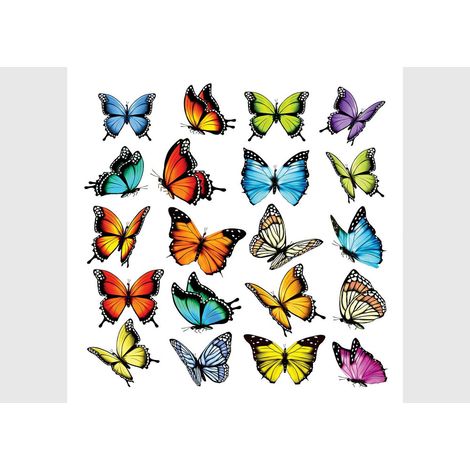 Stickers Papillons multicolores - 1 planche 30x30cm (1/5)
