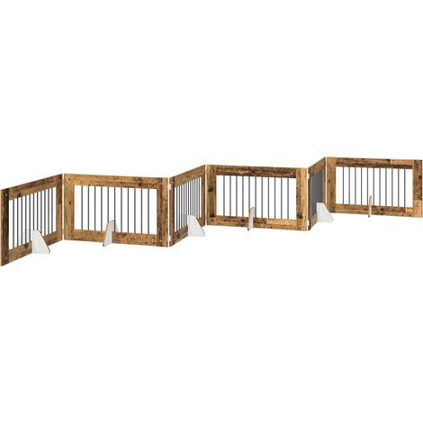 Foldable Dog Gate with Stands 6 pcs Old Wood 602 cm vidaXL