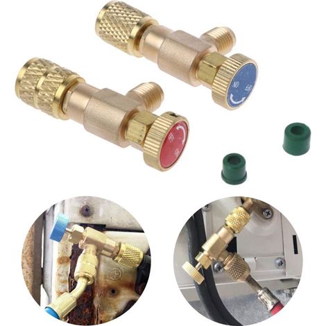 Lot de 2 valves de sécurité - Pas de fuite - Pour réfrigérant - Raccord rapide - Adaptateur de remplacement - Facile à utiliser - Contrôle du véhicule scellé (1/4)