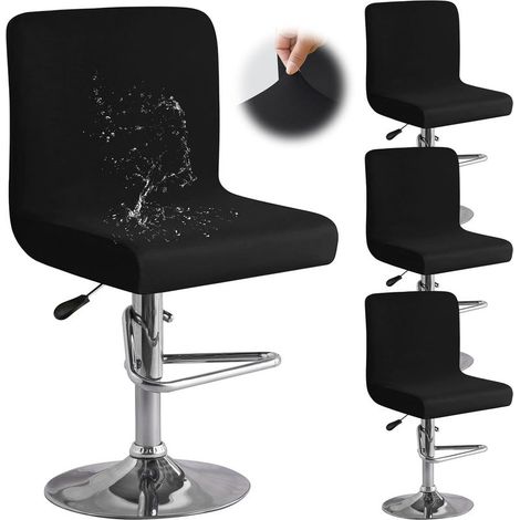 Set di 4 coprisgabelli elasticizzati per sedie da bar alte - Nero (1/5)