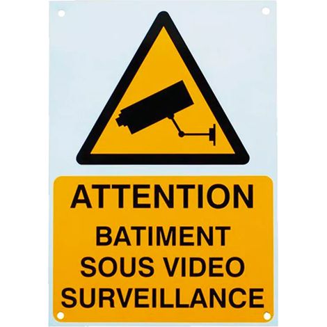 Ultra Secure – Panneau de signalisation 'Attention bâtiment sous vidéosurveillance' – Plastique rigide A4 – 4 orifices pré-percés pour installation facile