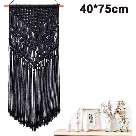 Tenture Murale Macramé - Pompons Tissés À La Main - Décoration Murale Bohème Pour Chambre Bureau Salon - 1 Pièce (1/5)