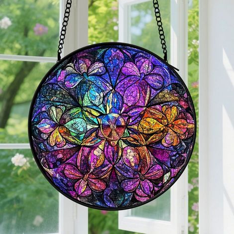 Capteur de soleil en vitrail - décoration spirituelle 20cm (1/4)