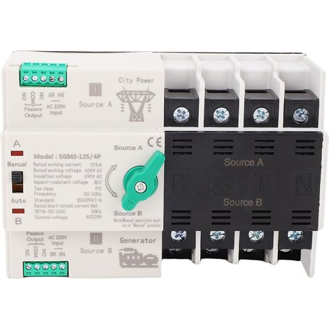 Automatischer Dual-Power-Umschalter, 125 A 400 V, elektrischer Wahlschalter für Notstrommanagement, schnelles Schalten und Anzeigeausgang (1/5)