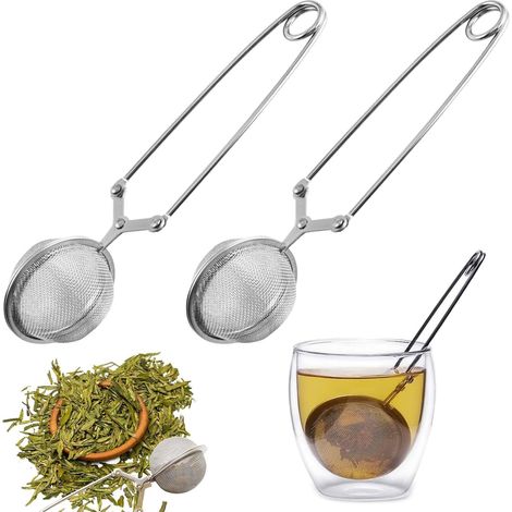 Infuseur à thé en vrac, lot de 2, boule à thé ronde en forme d'œuf, en acier inoxydable, argentée, Ø 4,5 cm (1/5)