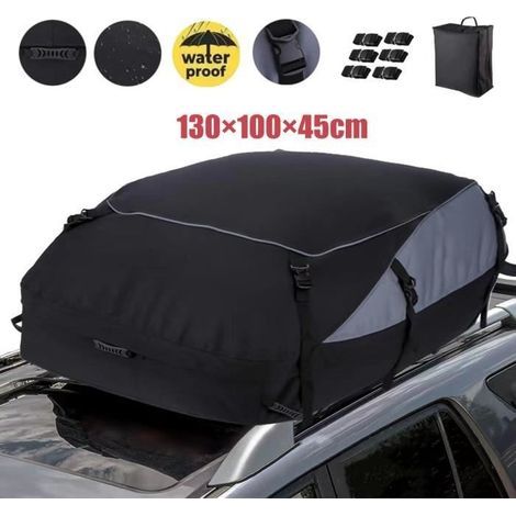 Coffre de toit de voiture, coffre de toit pliable 600D, sac de toit pour équipement de voyage autonome, M: 130 × 100 × 45 cm. (1/4)