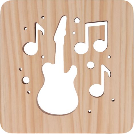 Cette veilleuse LED présente un design unique en forme de guitare creuse et une finition bois 3D, idéale pour les salons, les chambres, les tables de chevet et les bureaux.
