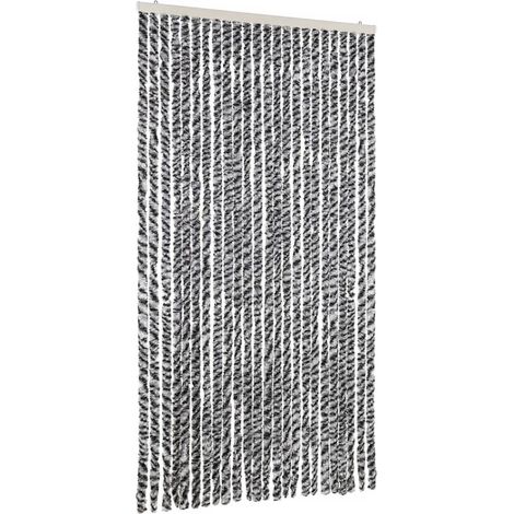 Rideau anti-mouches gris et noir et blanc 100x200 cm chenille CFW65134 (1/5)