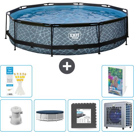 Exit Pool Rund - Steinoptik - 360x76 cm - 7-teilig  S330 (1/5)