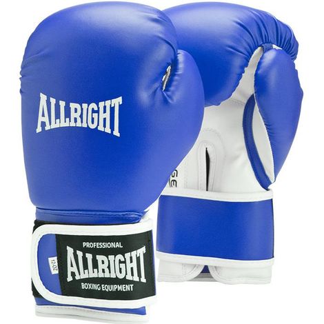 Guantes de boxeo Power GEL de 12 oz, modelo Allright 1012, de poliuretano, color azul y blanco. (1/3)