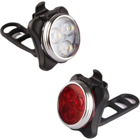 Lampe LED de Vélo, Lumière Vélo Rechargeable Avant et Arrière, Kit Éclairage Vélo Éclairage USB Antichoc Impermeable Phare Lampe LED de Vélo pour VTT VTC Cycliste Poussette (1/5)