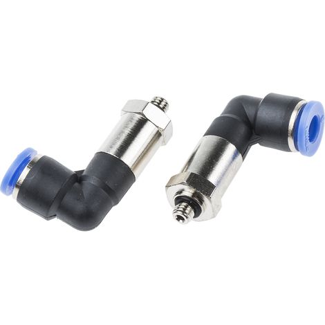 Adaptateur fileté coudé RS PRO vers Enfichable 6 mm Mâle M5 ( Prix pour Paquet de 10 )