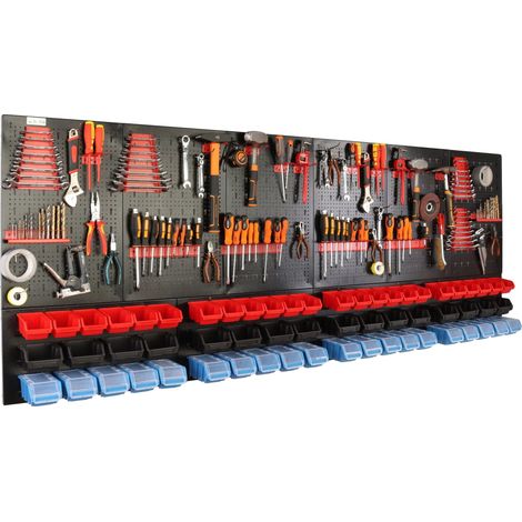 Panneau de travail, métal, 238 x 90 cm, panneau perforé, système de suspension de conteneur, capacité de charge lourde (1/5)